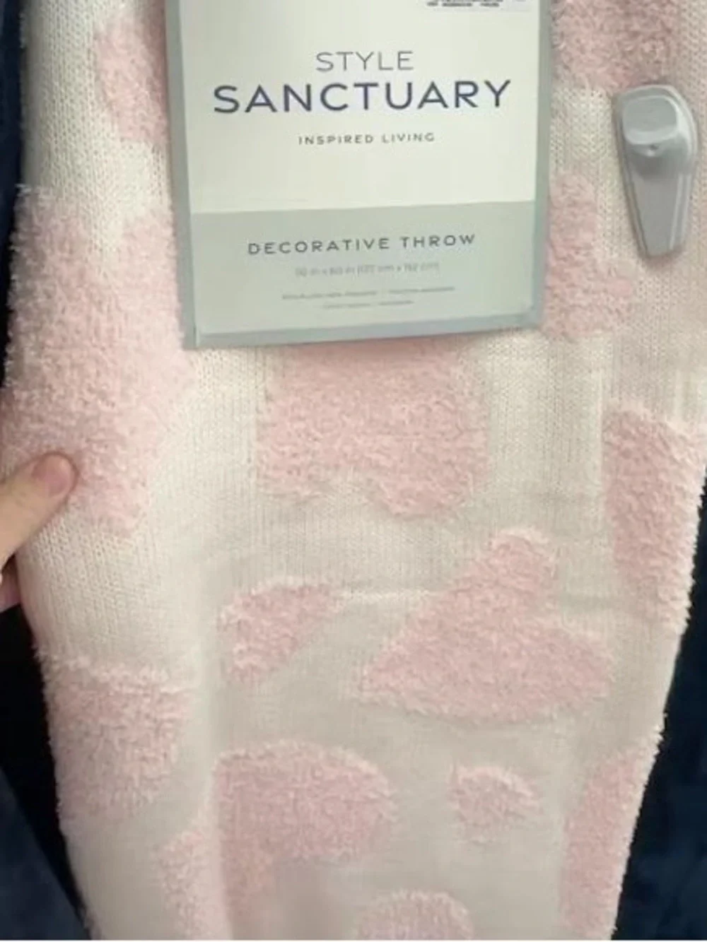 Style Sanctuary Cotton Knit Throw Blanket Pink Hearts Coquette Aesthetic
